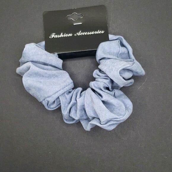 SOFT Blue microsuede large scrunchie hair tie - Picture 1 of 2